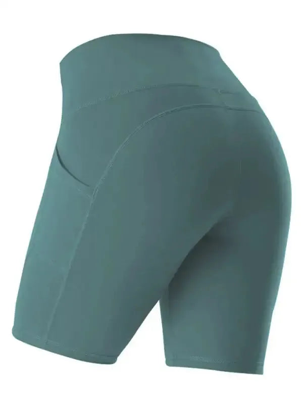 Ladies Stitching Five Point Sports Pocket Tight Fitness High Waist Hip Lifting Cycling Yoga Shorts - Fashionfitz
