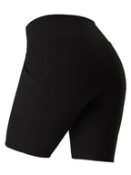 Ladies Stitching Five Point Sports Pocket Tight Fitness High Waist Hip Lifting Cycling Yoga Shorts - Fashionfitz