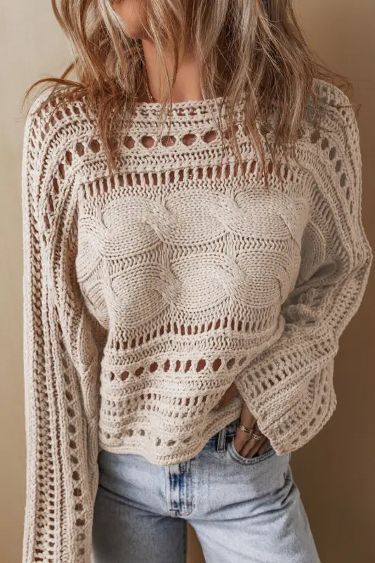 Lattice charm crop sweater | women’s sweaters | fashionfitz