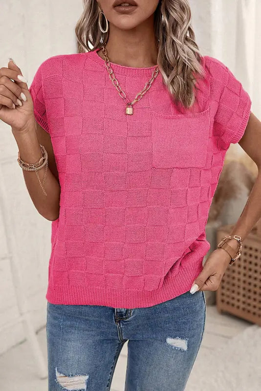 Lattice short sleeve sweater | fashionfitz women’s wear