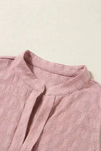 Lattice Textured Split Neck Tank Top - Fashionfitz