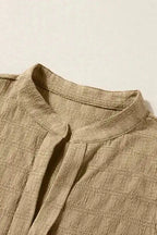 Lattice Textured Split Neck Tank Top - Fashionfitz