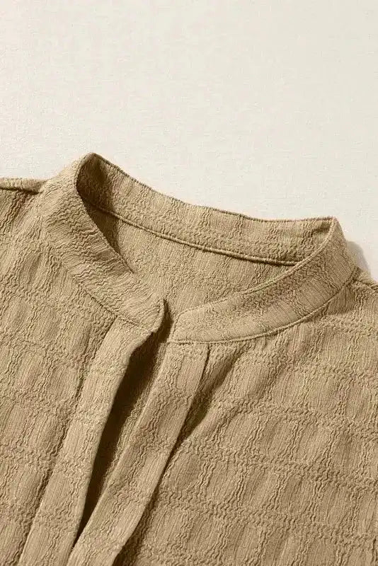 Lattice Textured Split Neck Tank Top - Fashionfitz