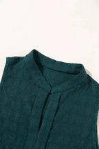 Lattice Textured Split Neck Tank Top - Fashionfitz