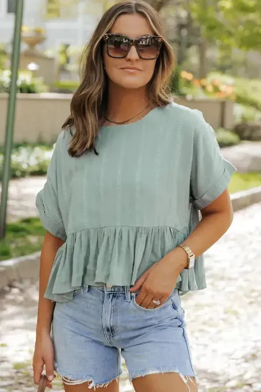Laurel Green Short Sleeve Blouse - Fashionfitz