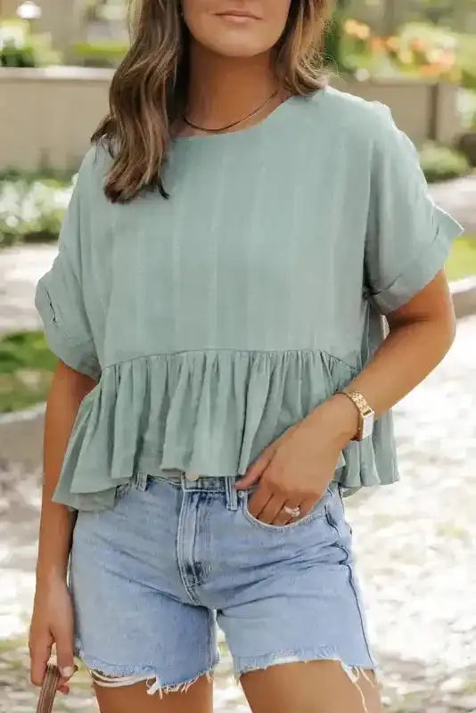 Laurel Green Short Sleeve Blouse - Fashionfitz