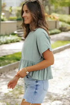 Laurel Green Short Sleeve Blouse - Fashionfitz