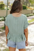 Laurel Green Short Sleeve Blouse - Fashionfitz