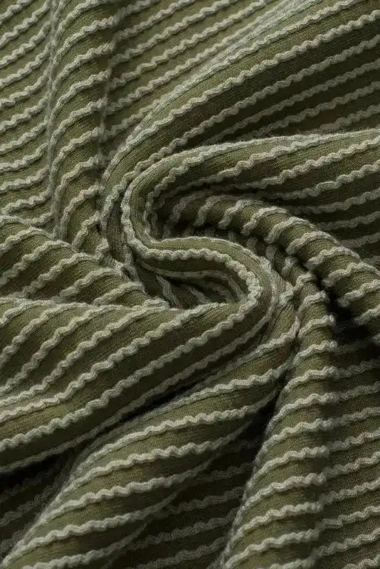 Laurel Green Twist Short Sleeve Corded V Neck Top - Fashionfitz