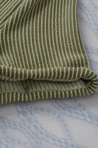 Laurel Green Twist Short Sleeve Corded V Neck Top - Fashionfitz