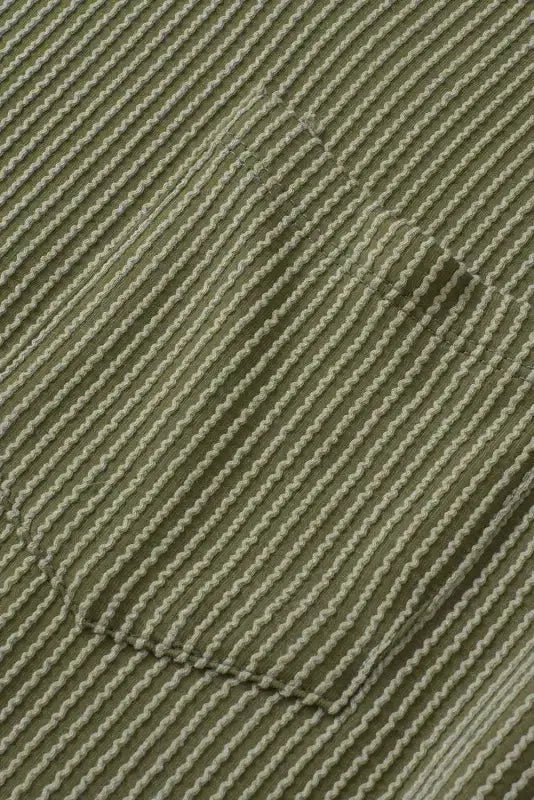 Laurel Green Twist Short Sleeve Corded V Neck Top - Fashionfitz