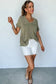 Laurel green twist short sleeve corded v neck top - tops