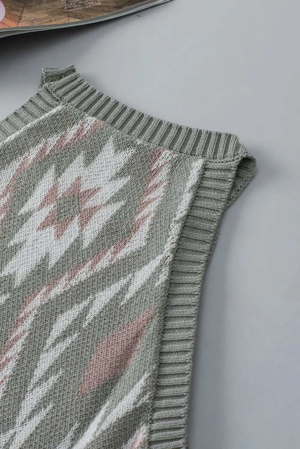Laurel green western tribal aztec pattern knit sweater tank - tops