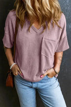 Lavender Corded Loose T-shirt - Fashionfitz