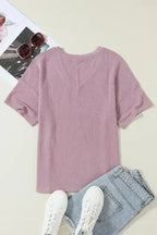 Lavender Corded Loose T-shirt - Fashionfitz