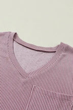 Lavender Corded Loose T-shirt - Fashionfitz