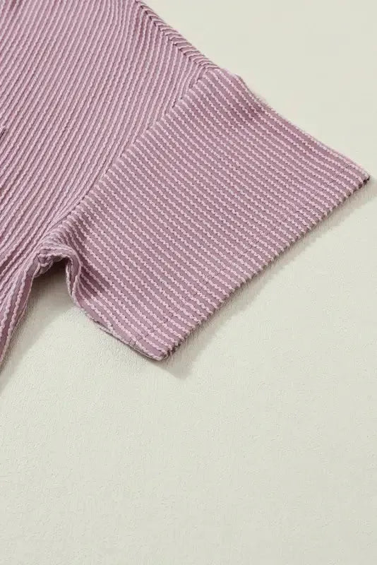 Lavender Corded Loose T-shirt - Fashionfitz