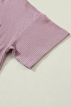 Lavender Corded Loose T-shirt - Fashionfitz