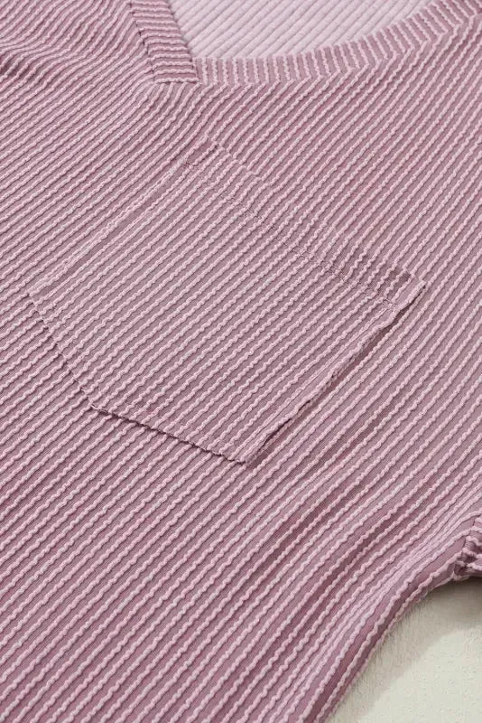 Lavender Corded Loose T-shirt - Fashionfitz