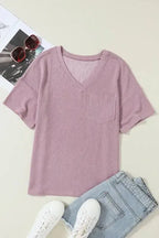 Lavender Corded Loose T-shirt - Fashionfitz