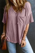 Lavender Corded Loose T-shirt - Fashionfitz
