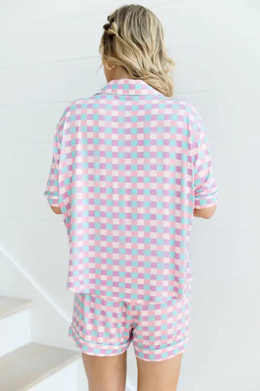 Lavender lattice short sleeve pajama ensemble