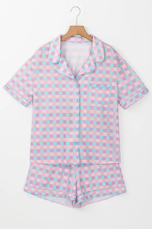 Lavender lattice short sleeve pajama ensemble