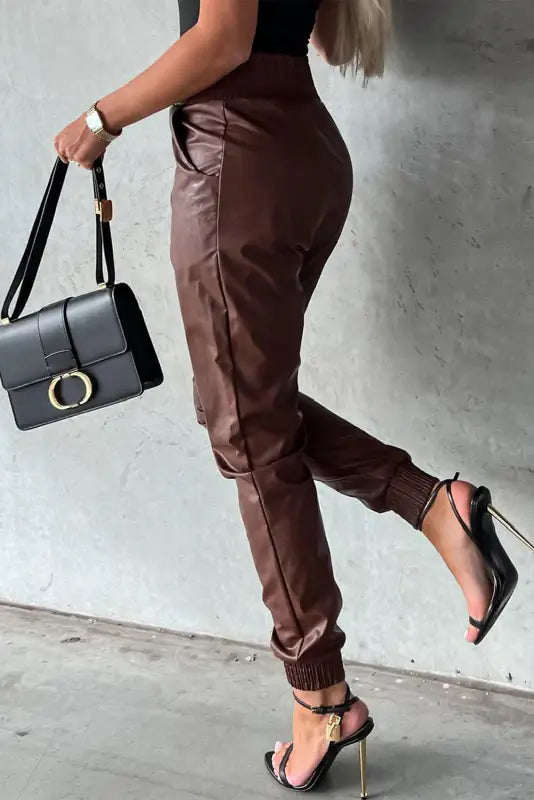 Leather skinny pants - high-waist