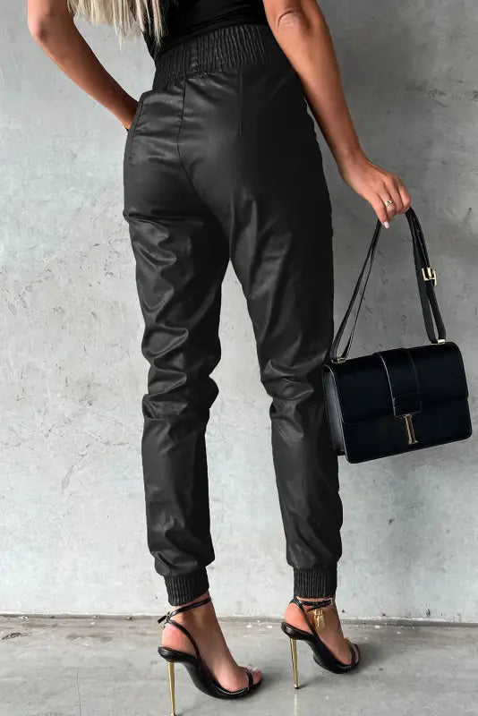 Leather skinny pants - high-waist