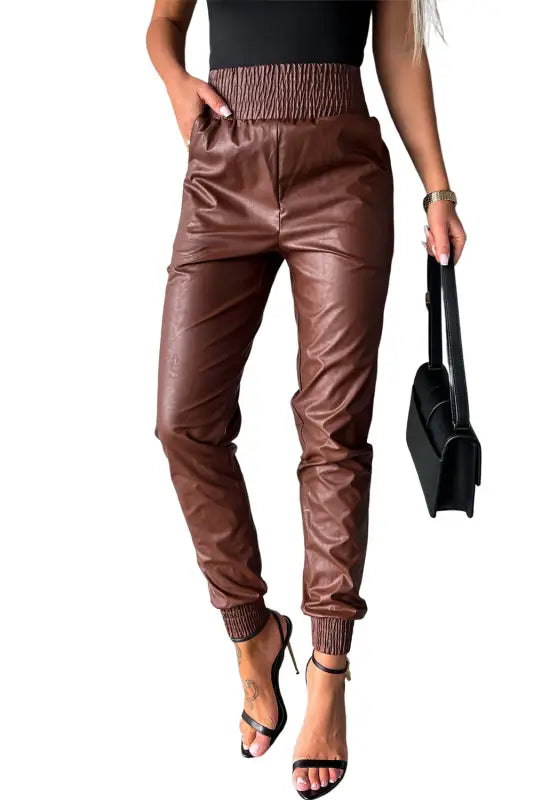 Leather skinny pants - high-waist