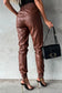 Leather skinny pants - high-waist