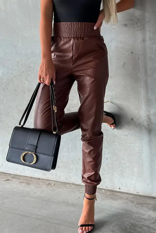 Leather skinny pants - high-waist