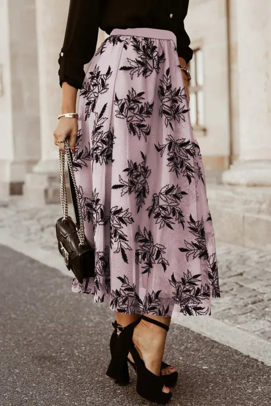 Leaves embroidered maxi skirt by fashionfitz