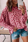 Leopard animal print stitching loose long sleeve top - pink / s / 95% polyester + 5% elastane - tops