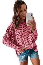 Leopard Animal Print Stitching Loose Long Sleeve Top - Fashionfitz
