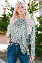 Leopard Animal Print Stitching Loose Long Sleeve Top - Fashionfitz