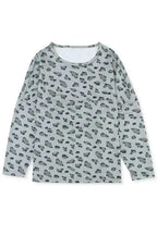 Leopard Animal Print Stitching Loose Long Sleeve Top - Fashionfitz