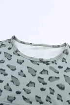 Leopard Animal Print Stitching Loose Long Sleeve Top - Fashionfitz