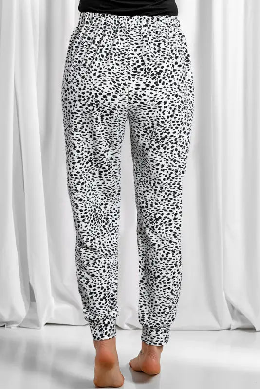 Leopard animal spots drawstring lounge jogger pants - joggers