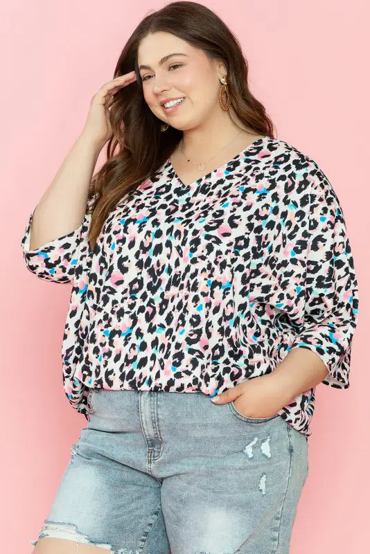 Leopard batwing sleeve plus size top - size/plus tops/plus tops & tees