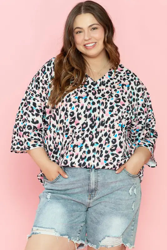 Leopard batwing sleeve plus size top - size/plus tops/plus tops & tees