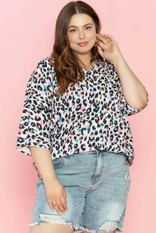 Leopard batwing sleeve plus size top - size/plus tops/plus tops & tees