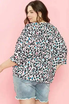 Leopard Batwing Sleeve Plus Size Top - Fashionfitz