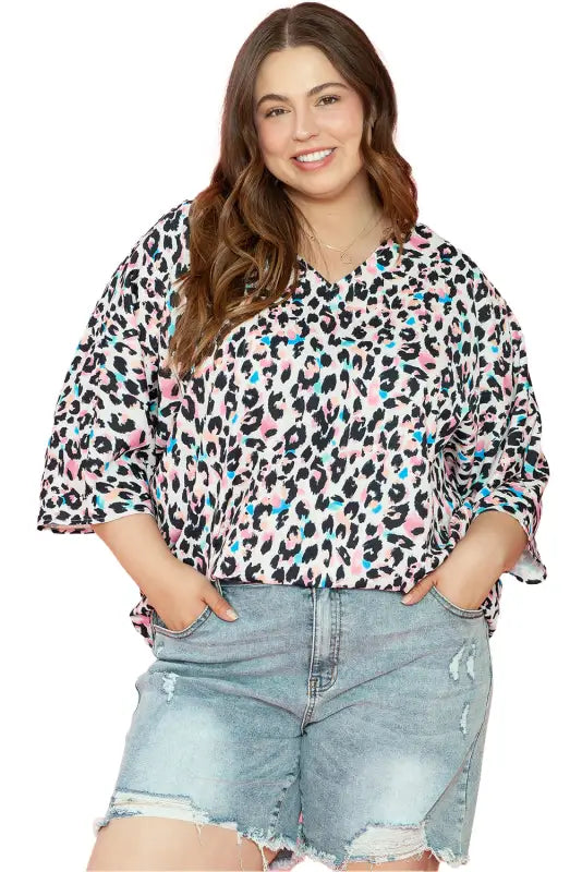 Leopard batwing sleeve plus size top - size/plus tops/plus tops & tees