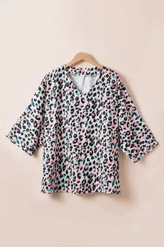 Leopard Batwing Sleeve Plus Size Top - Fashionfitz