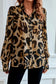 Leopard bishop sleeve button up turn down collar shirt - tops