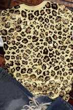 Leopard Bleached O-neck T Shirt - Fashionfitz