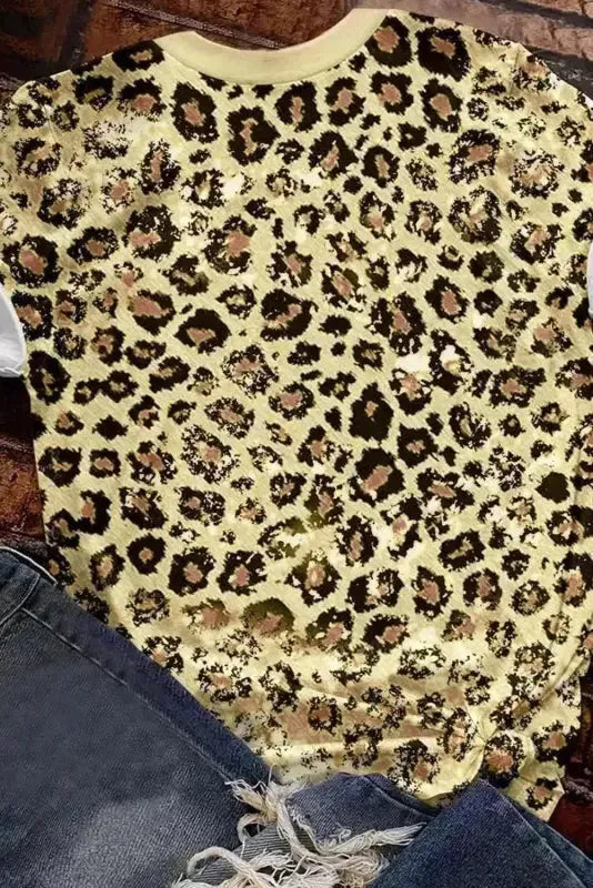 Leopard Bleached O-neck T Shirt - Fashionfitz