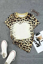 Leopard Bleached O-neck T Shirt - Fashionfitz