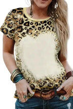 Leopard Bleached O-neck T Shirt - Fashionfitz